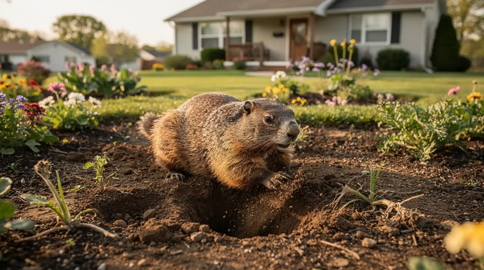 Groundhogs settle into a Canton yard because they have located a reliable food supply nearby