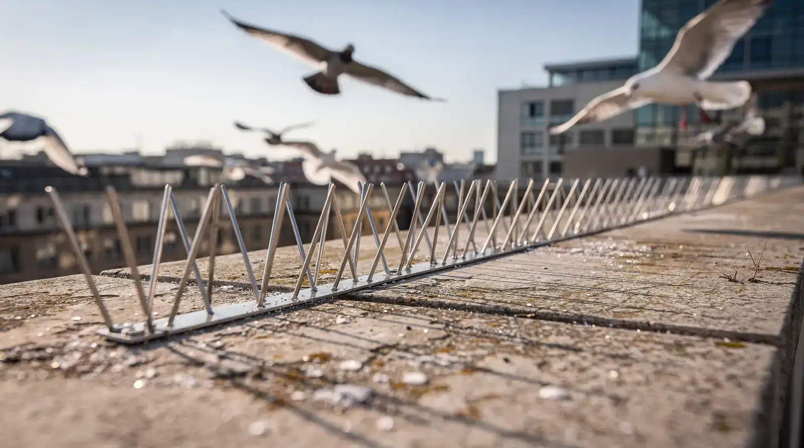 Goose droppings on walkways create slippery surfaces that raise slip-and-fall risk for employees, tenants